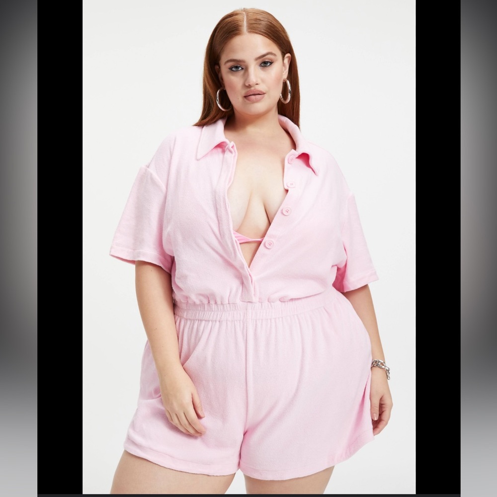 Good American Terry Romper Pink